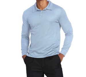 Vente en gros de polos de golf tricotés couleur unie manches complètes conception personnalisée 100% coton polo à manches longues pour hommes - Product Image 2