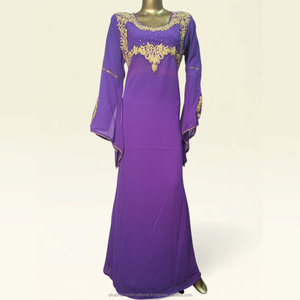 Black Luxury <b>Kaftan</b> Dress with White Embroidered Neckline and Cuff Details <b>for</b> <b>Women</b> Wedding Party Wear - Product Image 6