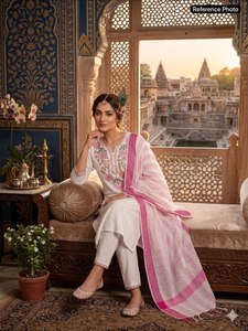 Traje Tradicional Indio de Color Sólido, Elegante, de 3 Piezas, Ligero, Informal, para Mujer, Salwar Kameez, Top de Diseñador, para Fiestas, Todas las Temporadas - Product Image 4