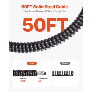 Macchina per la pulizia di scarichi da 50 piedi x 3/8 di pollice con alimentazione automatica e serpentina per fognature a 4 tagli con attivazione ad aria - Product Image 4