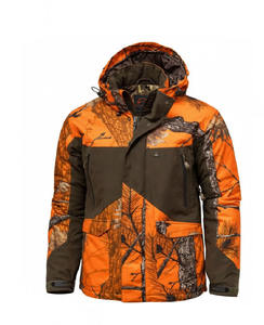 Chaqueta Acolchada con Capucha Unisex para Invierno, Estampado de Camuflaje Animal, Impermeable, Cuello Alto, Corte Regular, Naranja Marrón, Soft Shell Personalizada - Product Image 1