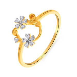 แหวนเพชรเพาะเลี้ยงรูปดอกไม้จากธรรมชาติ ทอง 10K 14K 18K และเงิน 925 เงิน 935 - Product Image 1