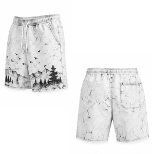 Acid Wash Solid Eco-Friendly <b>Mens</b> Vintage Fleece Casual Gym Streetwear Drawstring Summer Training <b>Lounge</b> <b>Shorts</b> Pockets OEMs - Product Image 5