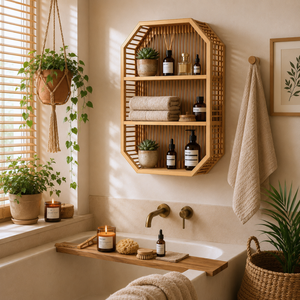 Wholesale Premium Natural Bamboo Octagon <b>Shelf</b> Luxury Design for Hotel Spa Restaurant Interior Decoration - Product Image 1