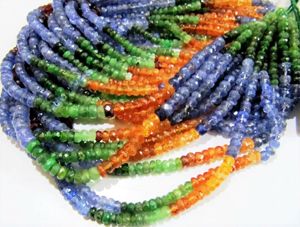 Perles de pierres précieuses multicolores facettées en forme de rondelle de 4 mm, brin de 13 pouces de long - Product Image 4