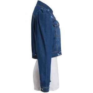 High Quality Washed Breathable Windproof Zip Closure <b>Cropped</b> <b>Denim</b> <b>Jacket</b> Ladies Casual Style Button Decoration Eco-Friendly - Product Image 2