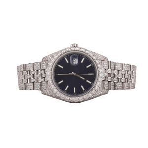 Montre de luxe unisexe en acier inoxydable avec boîtier rond, cadran analogique, verre saphir, fermoir déployant, mouvement à quartz, 41 mm - Product Image 3