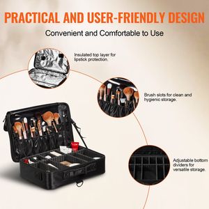 Organizer per Trucchi Professionale Impermeabile in Oxford con Comoda Maniglia e Tracolla, Ampio Spazio, 3 Livelli, Stile Valigetta - Product Image 5