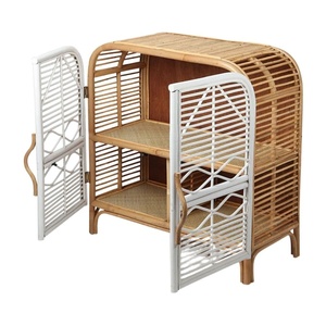 Handcrafted Wicker Rattan 2 Shelves Cabinet for Toy Clothes Storage Kids Furniture Toddler Room Storage Sideboard Wholesale - Product Image 2