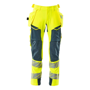 Pantalon de travail haute visibilité personnalisé pour usine, respirant, pour équipe d'entretien, en polyester, taille élastique, multi-poches - Product Image 6