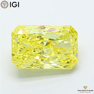 เพชรคุณภาพเยี่ยม 4.00 กะรัต ผลิตในห้องปฏิบัติการด้วยวิธี CVD สีเหลืองสดใส ระดับความสะอาด VS2 ทรงรัศมี พร้อมใบรับรอง IGI - Product Image 1