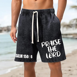 Shorts de course OEM délavés à l'acide, en coton French Terry délavé par le soleil, coupe oversize pour l'entraînement en salle de sport - Product Image 4