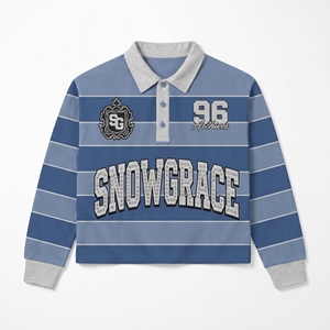 Chemise unisexe en jersey rayé à manches longues Snowgrace, col rabattu, coupe classique, polyester, toutes saisons - Product Image 1