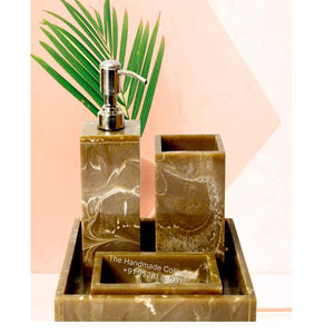 Juego de Baño de Resina Ecológico de Cinco Piezas de Alta Calidad con Diseño Único para Lavamanos, Directo de la India - Product Image 1