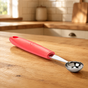 Cuchara para Melón Ergonómica con Mango Rojo, Cuchara para Frutas de Acero Inoxidable JM104, Herramienta de Cocina Manual, Fácil de Limpiar, Solo Lavar a Mano, JAYA - Product Image 1