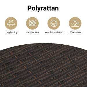 Ensemble de canapés de jardin en rotin PE marron avec éléments en acier thermolaqué et verre trempé - Product Image 4