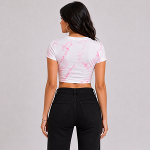 Camiseta Corta Sexy con Aberturas para Mujer, Ajustada, de Moda Urbana, Informal, para Fiesta, Top de Verano, Camisa Informal de Moda - Product Image 6