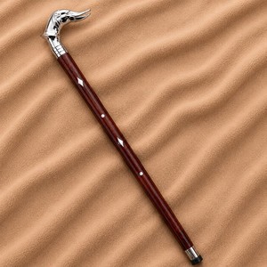 Bastón de madera de lujo con cabeza de perro de latón cromado, bastón de caballero de madera dura, diseño vintage, OEM, venta al por mayor, para exteriores - Product Image 3