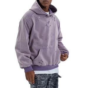 Nouveaux sweats à capuche pour hommes à manches longues, style pull-over, effet usé, couleur unie, pour l'extérieur, mode urbaine - Product Image 3