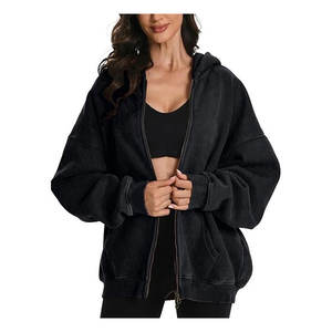 Sudadera con Capucha para Hombre, Estilo Vintage, Unisex, 100% Algodón, Gruesa, para Invierno, con Cierre y Lavado Ácido, Talla Grande, Superventas - Product Image 2