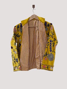 Veste à col mandarin en coton brodée à la main avec des motifs floraux, manches longues, longueur normale, style Prairie Chic pour femmes adultes, printemps - Product Image 4