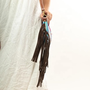 Élégant Vintage Turquoise aztèque Jacquard tissu sac à bandoulière unique usiné à la main nouveau bohème Chic coton robe femmes vente chaude - Product Image 3