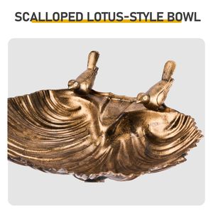 Vasca per Uccelli in Resina Bronzo Anticato con Bordo a Conchiglia 50*36*81cm con Fontana Solare 1.4W - Product Image 3