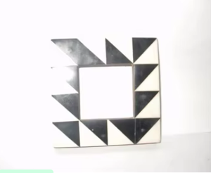 Handcrafted Geometric Black And White Bone Inlay Photo <b>Frame</b> Luxury Triangle Pattern Resin Picture <b>Frame</b> For Modern Tabletop - Product Image 3