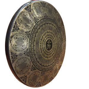Estilo tradicional nepalí tallado Gong artesanía decorativa de Metal para Yoga meditación curación campana de canto con tema de budismo - Product Image 3