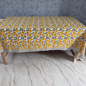 Hand Block Printed Floral Modern Eco-Friendly Durable Washable Reusable Customizable Pure Cotton Handmade <b>Square</b> <b>Tablecloth</b> - Product Image 2