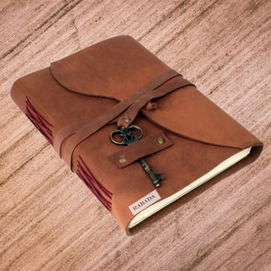 Antique Key Leather Bound Journal Travel Dairy Handmade Wood-free White Cotton Rug Paper Leather Customized Logo Spiral Journal - Product Image 3