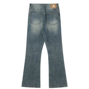 Jeans droits amples à taille haute pour hommes, personnalisables, faible MOQ, en coton 100% délavé à la pierre, respirant, séchage rapide, style urbain - Product Image 5