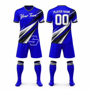 Maillot de football unisexe personnalisé à col en V, manches courtes, séchage rapide, imprimé sur le devant, en maille polyester de haute qualité, vente directe usine - Product Image 4