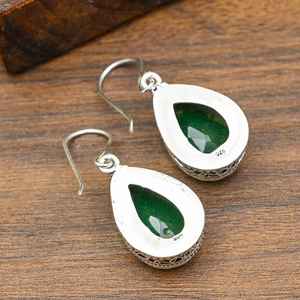 Pendientes de piedra preciosa de ónix verde, plata de ley 925, pendientes de plata hechos a mano, joyería de piedras preciosas naturales, regalo para el amor - Product Image 6