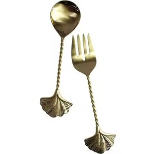 Ensemble de couverts en métal de qualité supérieure avec manche en laiton, élégant ensemble de couverts en acier inoxydable, cuillère, fourchette, couteau, vaisselle de table pour la maison - Product Image 5