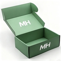 Boîte d'expédition pliable en carton ondulé vert écologique réutilisable avec impression personnalisée, logo MH en feuille d'argent, boîte cadeau pour e-commerce
