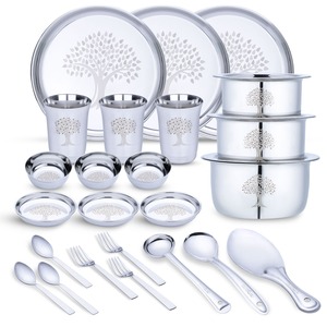 Bold Blossom Wholesale Industrial Heavy Duty Rectangle Stainless Steel Classic Dishwasher Safe Durable Disposable Dineer <b>Set</b> - Product Image 5