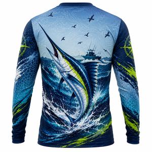 Chemise de pêche personnalisée de haute qualité pour hommes, vêtements de pêche à manches longues, vêtements d'extérieur pour hommes, séchage rapide, 100% coton, UPF50+, été - Product Image 2