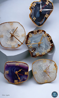 Horloge de table en agate polie de qualité supérieure, 4-4,5 pouces, tranche naturelle, décoration d'intérieur, marque Mien