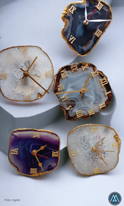 Premium Quality Table Clock Agate Gemstone Clock for Decoration Hot Selling Natural Agate Gemstone Rock Slice <b>Crystal</b> Clock - Product Image 5