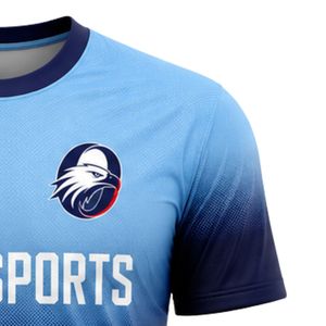เสื้อฟุตบอลสีน้ำเงินอ่อนแบบซับลิเมชั่นสำหรับผู้ชาย ชุดทีมกีฬา แขนสั้น สำหรับแข่งขันและฝึกซ้อม - Product Image 4