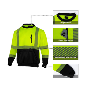 เสื้อสเวตเชิ้ตผ้าฟลีซสะท้อนแสงสำหรับผู้ชายแบบ Hi Vis ความปลอดภัยสูง พร้อมโลโก้สั่งทำและไฟ LED ราคาประหยัด - Product Image 6