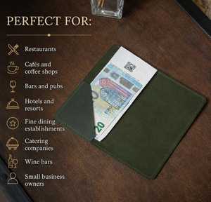Porte-billets en cuir véritable avec logo en feuille d'or pour restaurant, présentoir de factures personnalisé pour café, livre d'or de luxe pour hôtel LBH-0018 - Product Image 2