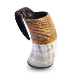 Antique White Design Polished Ox Horn Drinking Mug Beer Glasses Ox Cow Horn Vintage Style Large Capacity Portable Camping - Product Image 1