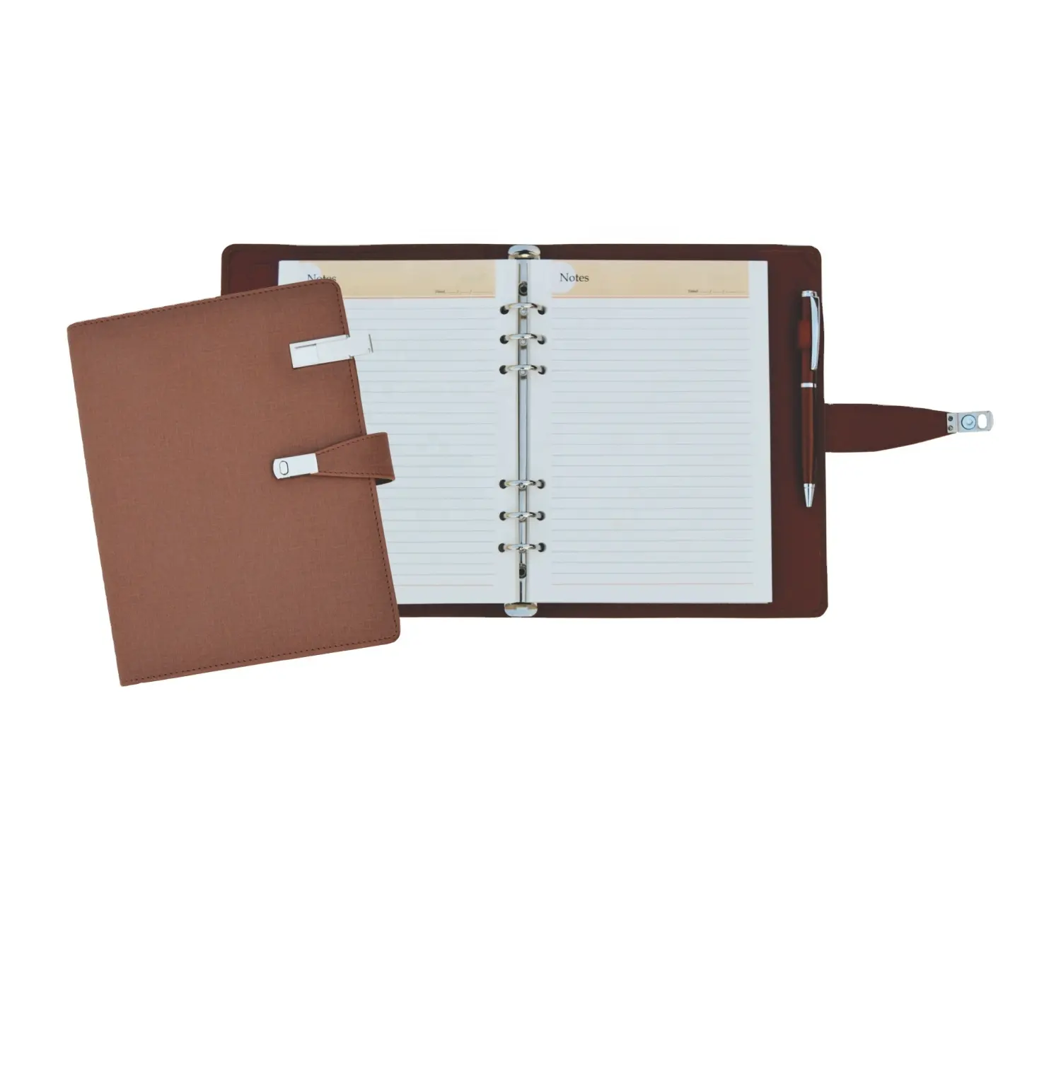 Wholesale A5 Executive Undated Organizer with pen and USB Metal Drive Case memory chip 8 /16/32GB Notebook With Usb Drive