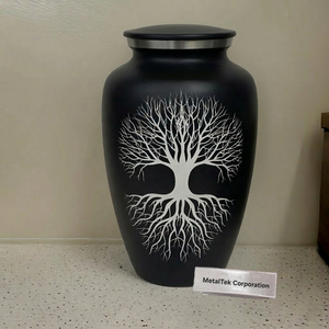 Urne funéraire artisanale en métal pour cendres d'adultes, en aluminium durable avec couvercle à filetage sécurisé, design moderne, décoration funéraire - Product Image 2