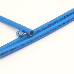 Tuyau d'air, d'eau, de gaz et de carburant en caoutchouc NBR rouge et bleu, diamètre intérieur 10 mm, épaisseur de paroi 3,0 mm, tressé en polyester, découpé - Product Image 2