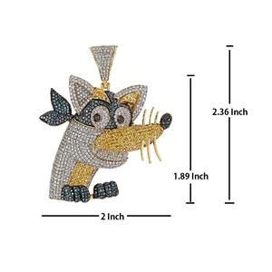 Pendentif Moissanite Animalier de Dessin Animé en Argent Sterling 925 Plaqué Or Bicolore avec Micro-Incrustation, Breloque Hip Hop pour Fête - Product Image 4