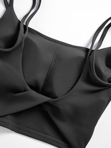 Women Open Back Cami Sports <b>Crop</b> <b>Top</b> Twist Detail Soft Stretch Tennis Training Bralette Medium <b>Support</b> Workout Active Wear - Product Image 5