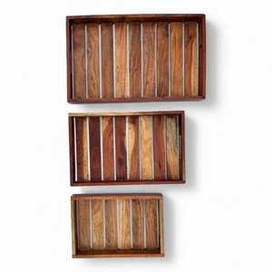Bandeja Rectangular de Madera Hecha a Mano con Asa de Madera, Forma Cuadrada, para 3 Tamaños Diferentes, en Oferta - Product Image 1